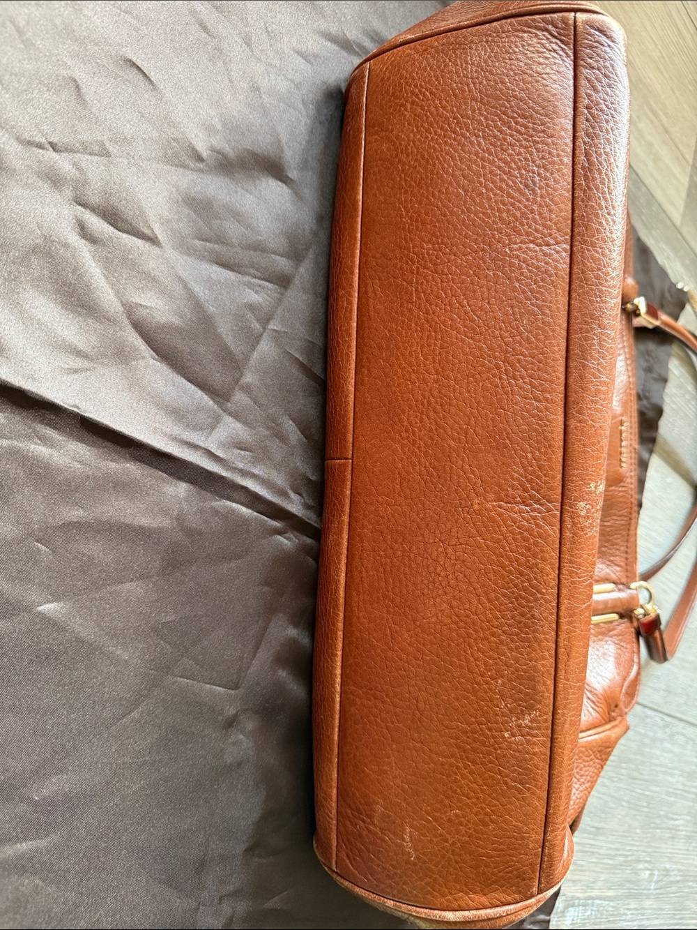 COACH Pebbled Leather Satchel in Chestnut Brown with Gold Hardware - Picture 11 of 16